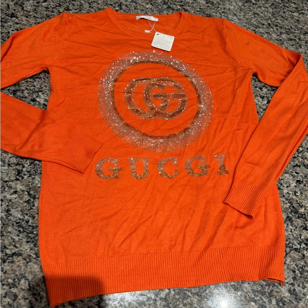 Bright Orange Crew Neck Sweater